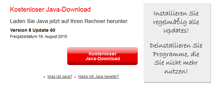 Updates machen! Installieren Sie regelmäßig Updates!